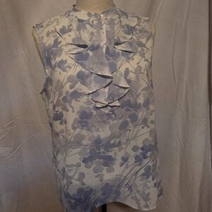 Talbots Blue and White Floral Blouse
